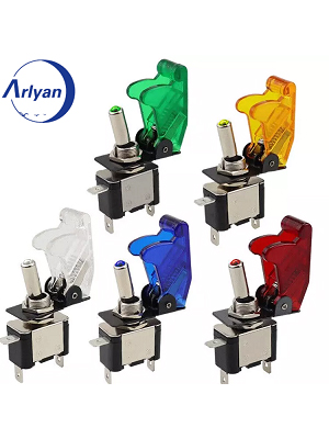 12V 20A Illuminated LED ON-OFF with Cover Red Blue Green Yellow Car Toggle Switch