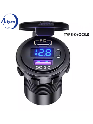 Car Mobile Phone Charger PD+QC3.0 12V/24V Dual Charger USB Car Charger Socket ON/Off Fast Car Charging ARL-US2130