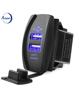 12V24V Dual USB Car Charger Socket Carling ARB Switch Power Outlet Flush Mount