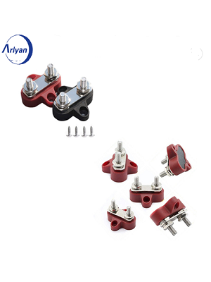ARL-DM8 Battery Terminal Studs M8 Spiral Fixed Wire Connector Black and Red Terminal Bolts Bus Bar For Car RV Yacht Car Truck