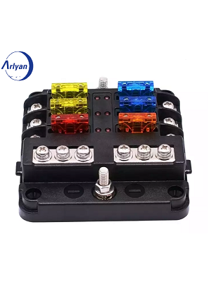 6-Way Fuse Box Holder Power Supply Screw Type With LED Indicator Independent Negative Electrode Insert For Car modification