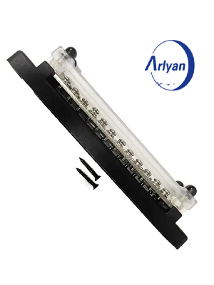 Dual 12 Way Bus bars Terminals Blocks Bus Bar with Transparent Cover 48V 150A