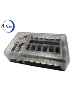 12-Way 12V Blade Fuse Block 12 Volt Automotive Fuse Box Holder Waterproof with Negative Bus 5A 10A 15A 20A Fuse
